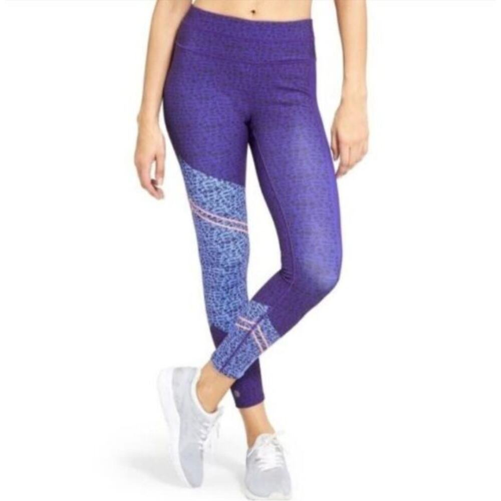 Athleta Women's Mid Rise‎ Asym Camo Sonar 7/8 Blue Leggings Size M
